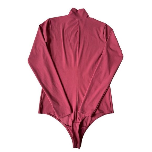 SPANX Suit Yourself Ribbed Long Sleeve Turtleneck Bodysuit size L Coral Red - Picture 2 of 9